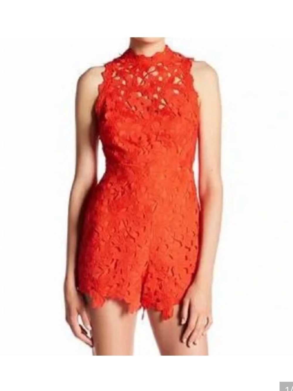 ASTR The Label High-Neck Open Back Lace Romper